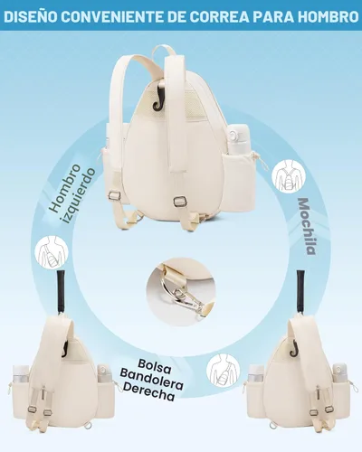 Miniatura 5 de Mochila de tenis Sucipi, mochila de tenis acolchada con bandolera cruzada, bolsas para raquetas de tenis resistentes al agua para mujeres y hombres