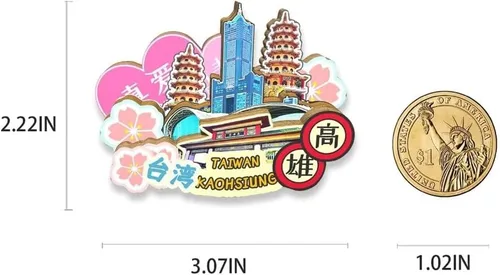 Miniatura 3 de China Kaohsiung Taiwán imán de nevera imán de madera 3D monumentos viajes coleccionables recuerdos decoración hecho a mano2