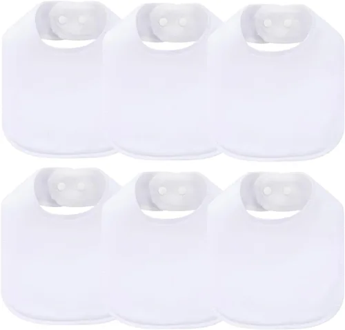 Miniatura 21 de Paquete de 8 baberos unisex ajustables con broches de presión, ultra suaves, absorbentes, babeo, dentición para niños y niñas Blanco