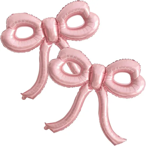 Miniatura 10 de 4 piezas de globos de moño rosa, decoración de fiesta de moño para mujeres, globos de cumpleaños rosa para mujeres, globo gigante de papel