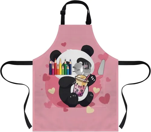 Miniatura 19 de Cozeyat Delantales de cocina para niños y niñas, delantales de pintura con bolsillos, delantales ligeros con correa ajustable