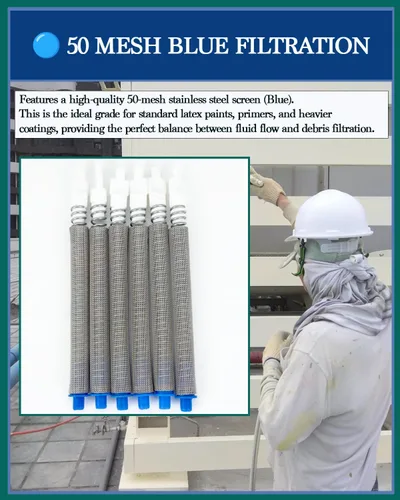 Miniatura 4 de Paquete de 6 filtros de pistola de pintura sin aire 218131 de 50 mallas azules, compatibles con pistolas de pulverización Graco SG2 y SG3