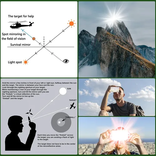 Miniatura 6 de Signal Mirror Survival Kits Military Grade, 3 x 5 in Camping Mirror with Survival Whistle, Gifts for Men, Birthday Gifts for Fathers Husband