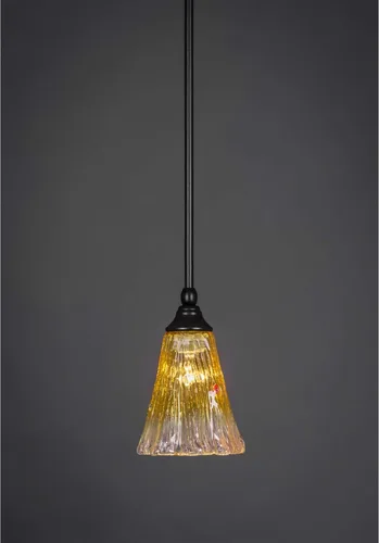 Miniatura 185 de Toltec Lighting Tallo Colgado Mini colgante, acabado de cobre negro, 3.5" cuadrado humo burbuja vidrio