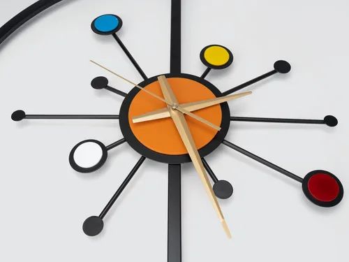 Miniatura 2 de TwoDays Decoración moderna de mediados de siglo, reloj de pared grande retro silencioso de metal Starburst, 20 pulgadas, funciona con pilas.