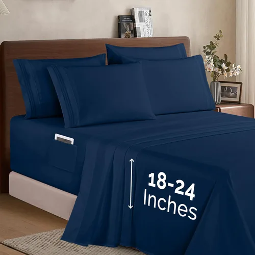 Miniatura 47 de Elegant Comfort - Juego de ropa de cama resistente a arrugas y decoloración más acogedor, sábana bajera elástica en todo el contorno, bolsillo