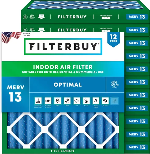 Miniatura 19 de Filterbuy Filtro de aire de 8 x 14 x 1 pulgadas MERV 13 de defensa óptima (paquete de 12), filtros de aire de repuesto plisados HVAC para calderas