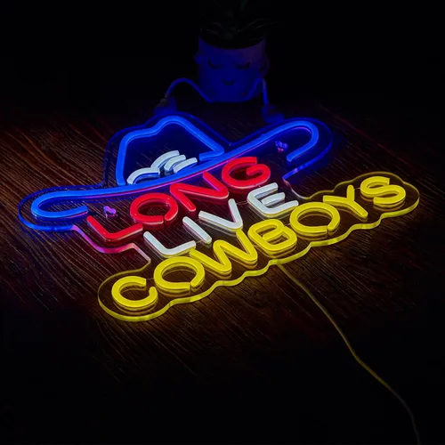 Miniatura 4 de Letrero de Neón Long Live Cowboy para Decoración de Pared, Luz de Decoración con Letrero de Neón LED Cowboy. blanco+azul+amarillo+rojo