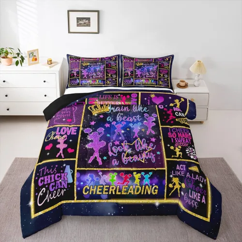 Miniatura 17 de Erosebridal Juego de edredón para niñas de baile, tamaño individual, juego de ropa de cama de ballet con purpurina para niños, adolescentes