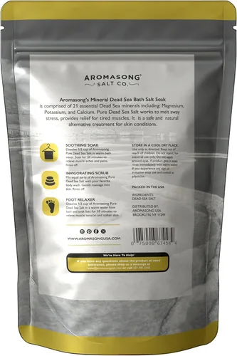 Miniatura 9 de Aromasong Sal de baño del Mar Muerto, 100% puras y naturales, sales del mar muerto para remojar grano fino de 5 libras, paquete resellable a granel