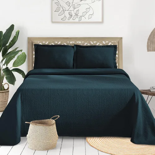 Miniatura 36 de Superior Juego de colcha de algodón con diseño de flor de lis, mantas cálidas, ropa de cama para todas las estaciones, decoración de dormitorio