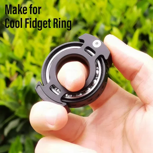 Miniatura 6 de FREELOVE Metal Ring Fidget Toys for Men Adults, Aluminum Alloy, Chain Bike Sound Anxiety Ring, Nuclear Reactor Design with 6804 Ball Bearing Finger