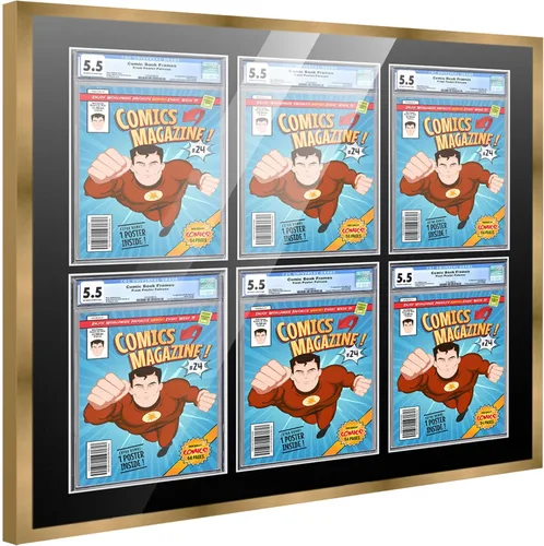Miniatura 32 de Marco de cómic con paspartú para 8 CGC, CBCS o PGX Graded Comics - Marco de cómic blanco para cómics de 8.125 x 13 pulgadas Marco blanco