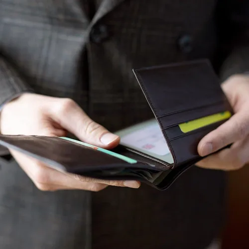 Miniatura 8 de Maxwell Scott Mens Luxury Leather Trifold Wallet The Gallucio Handmade In Italy Dark Chocolate Brown