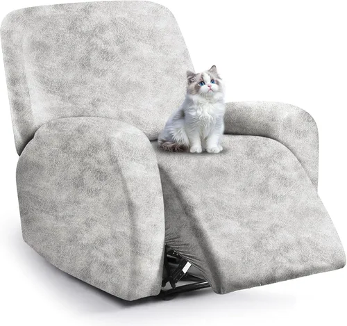 Miniatura 74 de ANARACHON Fundas para sillas reclinables con aspecto de cuero, funda elástica de 4 piezas, funda suave para silla reclinable, protector de muebles
