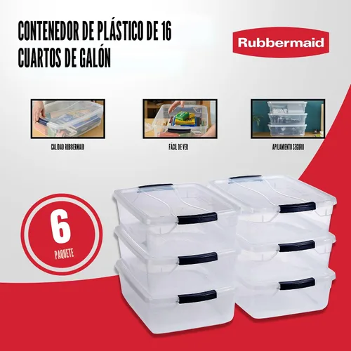 Miniatura 3 de Rubbermaid Cleverstore Contenedores de Almacenamiento Transparentes de 17 Qt con Tapas, Paquete de 6, Apilables, Sin BPA, Fabricado en EE.UU