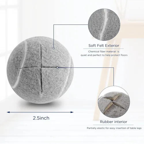 Miniatura 5 de Macarrie 36 pelotas de tenis precortadas para sillas, pelotas deslizantes, protectores de suelo para patas de silla, fundas para pies de silla