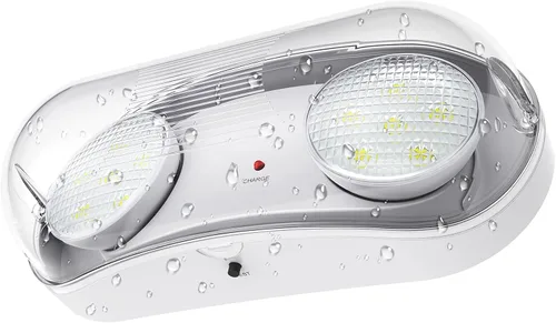 Luz de emergencia para exteriores con clasificación de ubicación húmeda, luces de emergencia LED exteriores impermeables con batería de respaldo,