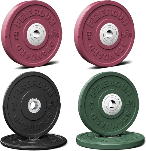 Miniatura 26 de FEIERDUN Disco de Peso Olímpico con Parachoques de Color de 2 Pulgadas para Entrenamiento de Fuerza - 100% Goma Virgen