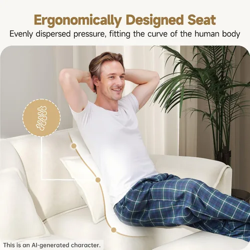 Miniatura 6 de Real Relax 145'' Sofá seccional modular, sofá convertible de 4 plazas con chenilla, 8 almohadas y 2 reposabrazos para sala de estar, oficina