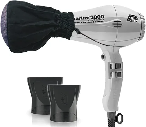Miniatura 8 de Parlux 3800 - Secador de pelo iónico y de cerámica ecológico negro + difusor de malla metálica M Hair Designs (paquete), ligero, de secado rápido