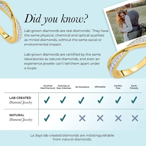 Miniatura 6 de La Joya 14 CT TW Certified Lab Created Diamond Bands for Women Solid 10k Yellow or White Gold Diamond Wedding Rings, Anniversary Bands, Promise