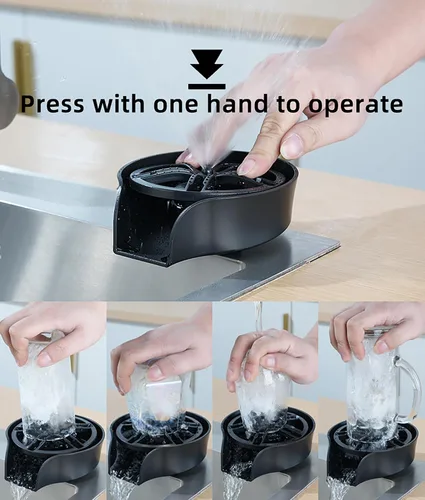 Miniatura 6 de Enjuagadora de vidrio para fregadero de cocina, boquilla giratoria de 360 grados con diseño de pulverización extraíble, enjuague de vidrio de barra