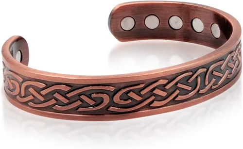 Miniatura 8 de Brazalete magnético celta de cobre pesado grande para hombre, con 10 imanes, Metal