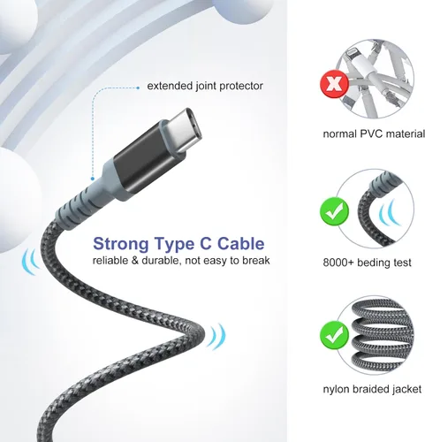 Miniatura 3 de Cargador de pared de carga rápida adaptable con cable USB C de 10 pies, cargador rápido USB tipo C compatible con Galaxy S25 S24 S23 Ultra A15 A13
