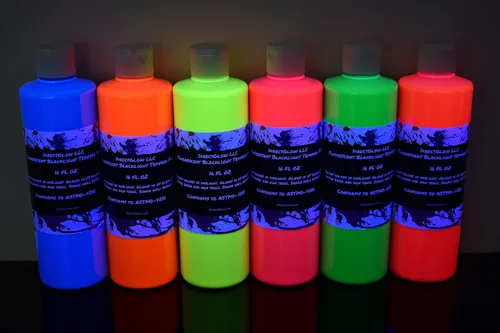 Miniatura 11 de DirectGlow - Pintura fluorescente reactiva para fiestas de témpera ultravioleta (surtido de 6 colores, botellas de 2 onzas)