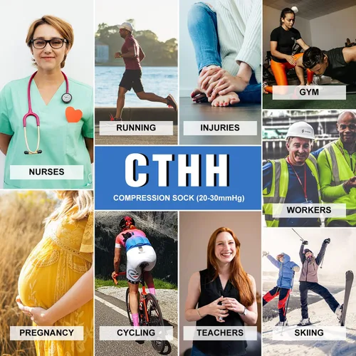 Miniatura 7 de 57 pares de calcetines de compresión de cobre para mujeres y hombres, circulación de 20-30 mmHg, el mejor apoyo para correr, atletismo, enfermería