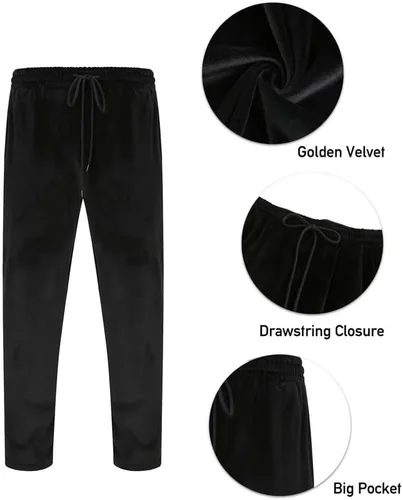 Miniatura 6 de KISSQIQI Velour Tracksuit Mens 2 Piece Velvet Zipper Jacket Drawtsring Waistband Sweatpants Sweatsuits Set Casual Outfits
