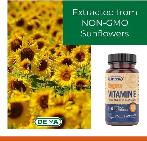 Miniatura 6 de DEVA Vitamina E vegana de fuente natural 400IU con tocoferoles mixtos, sin soja, 90 cápsulas vegetales (paquete de 2)
