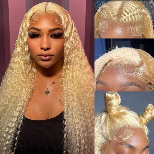 ELISHEVA Peluca de cabello humano 613 con encaje frontal de 13 x 4, peluca de cabello humano rubio 613 de 20 pulgadas, pelucas de encaje frontal
