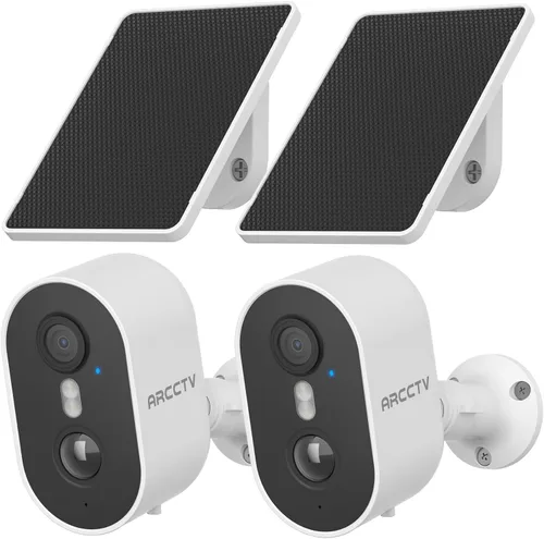 ARCCTV Cámara de Seguridad Inalámbrica para Exteriores, Cámara WiFi de 4MP con Batería Recargable Alimentada con Panel Solar, Detección de