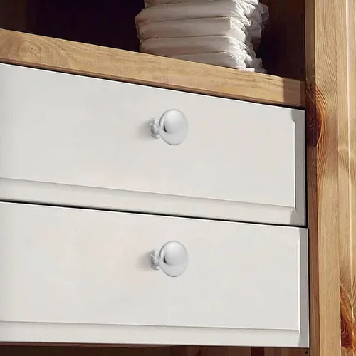 Miniatura 4 de Paquete de 10 pomos y tiradores cromados pulidos de 1-1/5 pulgadas de diámetro para gabinete, cocina, dormitorio, baño, baño, perillas y tiradores