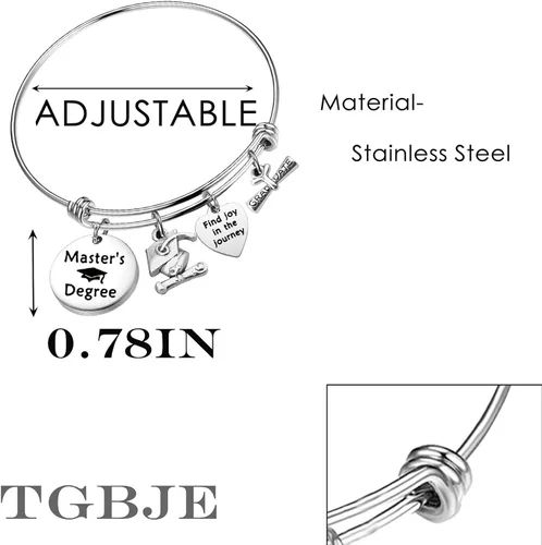 Miniatura 6 de TGBJE Regalo de graduación de maestros, pulsera con texto en inglés Find Joy In The Journey, regalo de graduación universitaria, regalo de maestría