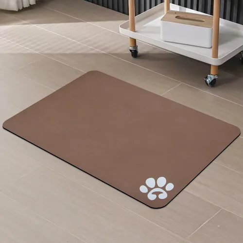 Miniatura 12 de YCT Alfombrilla de comida y agua para gatos para mascotas - Alfombrilla antideslizante súper absorbente para cuenco de perro con múltiples logotipos
