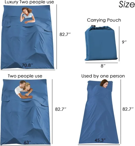 Miniatura 2 de Sleeping Bag Liner Camping Travel Home Bed Sheet Lightweight Breathable Hotel Compact Sacks