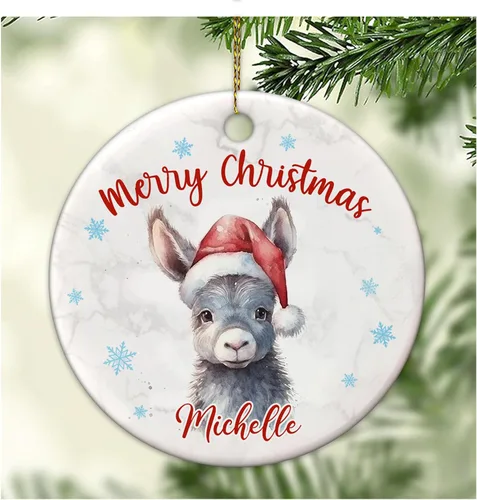Miniatura 9 de Hyturtle Adorno de Navidad personalizado para amantes de las llamas, adorno de cerámica con nombre personalizado de llama, regalos lindos