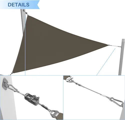 Miniatura 4 de E&K Kit de accesorios para toldo con cable de tensión, almohadilla de cabrestante para ojos y ganchos para instalación de velas triangulares