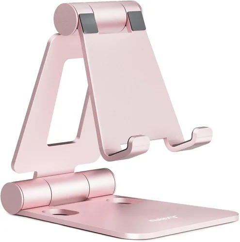 Miniatura 10 de Nulaxy Soporte plegable doble para teléfono celular, totalmente ajustable, plegable, soporte para teléfono de escritorio, base compatible con iPhone