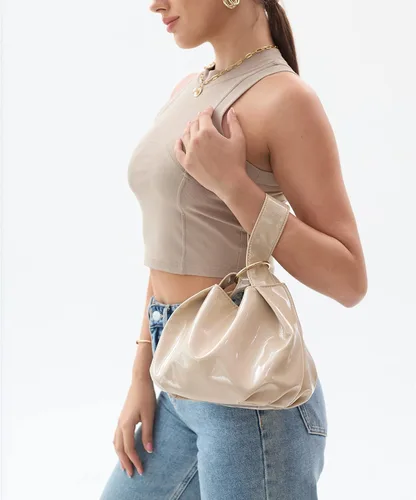 Miniatura 6 de Women's Glossy Clutch Patent Vegan Leather Hobo Top Handle Bag Small Tote