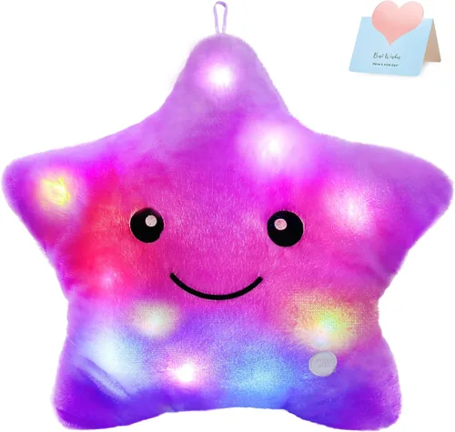 Miniatura 9 de Wewill Creative Luz LED nocturna brillante Almohada de felpa con forma de estrella Juguetes de falta, azul Azul (Variante 2)