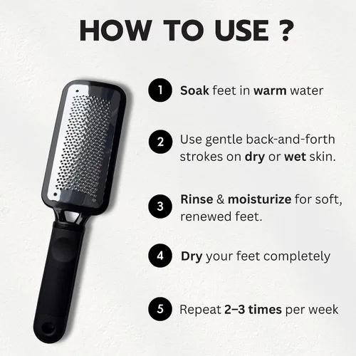 Miniatura 5 de Podología de mandíbulas lima de pies grande y removedor de callos para pies - Negro plateado Professional Stainless Steel Pedicure Foot Rasp for