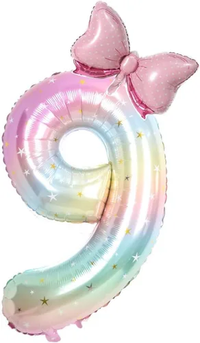 Miniatura 6 de Globos grandes de 40 pulgadas, diseño de cielo estrellado número 5, globos de mariposa, globos gigantes de helio de Mylar con números 5, suministros