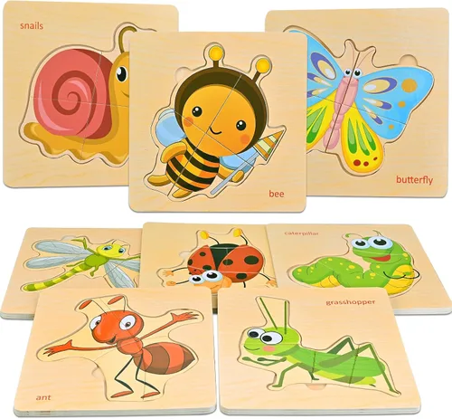 Miniatura 10 de Faburo 8 piezas de rompecabezas de madera para niños pequeños de 1, 2, 3 y 4 años, rompecabezas para niños de 1, 2, 3 y 4 años, juguetes educativos