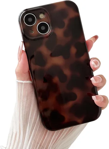 Miniatura 14 de Huahuacase Funda compatible con iPhone 11, diseño de caparazón de tortuga, retro, ámbar y marrón, estampado de guepardo leopardo, funda protectora