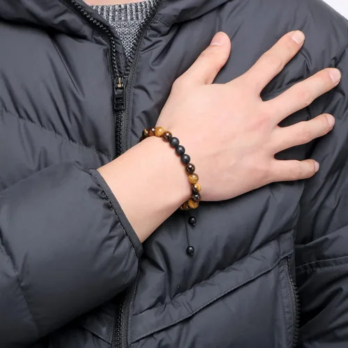 Miniatura 2 de JoycuFF Healing Bracelet for Men 8mm Black Matte Agate Stone Father Brother Son Boyfriend
