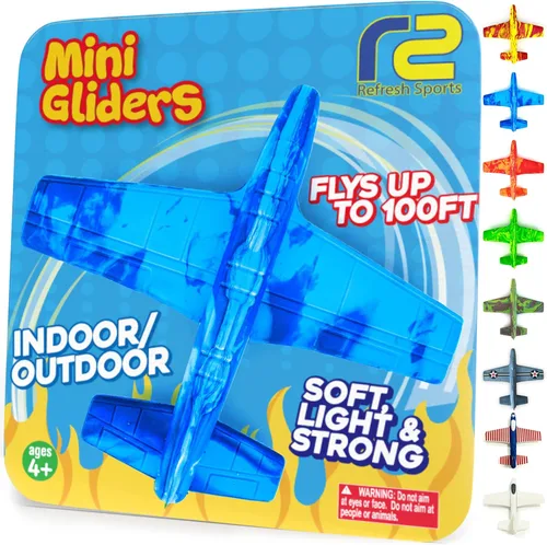 Avión de Juguete Aviones de Espuma para Niños - Mejores Rellenos de Calcetín para Niños y Niñas - Aviones de Fácil Lanzamiento - Idea de Regalo Azul